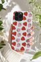 iPhone 15 Pro Max Compatible Launch Silicone Strawberry Pattern Shock Absorbing Case White