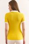 Women Yellow Polo Neck Color Detailed Flexible Cotton Blouse Blz-19002920 - 2