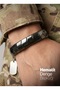 Original Hematite Natural Stone Sergeant Cut Military Style Men's Bracelet Shiny Black Special Design - 2