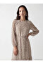 Ruffled Crew Neck Floral Chiffon Dress
