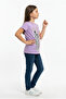 Girl's Crew Neck Short Sleeve Printed T-Shirt 11273 - 3