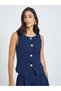 Metal Buckle Decorated Sleeveless Top and Pleated A-line Maxi Skirt Set - 2