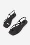 Women's Blunt Toe Stoned Cross-Strapped Flip-Flop Casual Sandals Zarev Black Satin