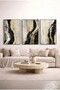 Boho 3-Piece Glass Painting Set with Black and Gold Frame - Black Metal Framed Home and Office Painting
