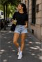 Women's Crop Oversize T-Shirt with Bicycle Collar