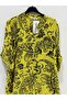 Women's Yellow Italian Ethnic Shawl Pattern Dominant Collar Folded Fakir Sleeve Blouse 40 - 44 Size - 2
