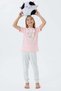 Arnetta Girls' 2-14 Years Cat Printed Short Sleeve Pajama Set Pink
