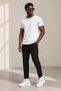 Men's White Ribbed Detailed Slim Fit Crew Neck Basic T-Shirt - 4