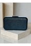 Black Crystal Pattern Women's Evening Dress Bag Black Metal and Chain Wedding Engagement Graduation - 3