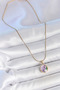 316L Steel Gold Color Chain Purple Flower Embroidered Zircon Stone Pearl Detailed Minim - Mmmmmm9076-8 - 2