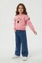 Pink Floral Embroidered Ruffle Jean Pants Girls' Set 24555 - 4