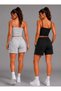 Women's Sporty Comfortable Fit Casual Ribbed Black-Grey 2-Piece Premium Women's Shorts - 2