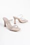 Beige Stone Thin Strap Women's Heeled Slippers By20My01C - 8