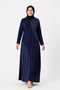Women's Middle-Aged Patterned Mother Combed Cotton Dress 1380-Navy Blue - 3