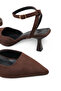 Brown Suede Women's Heeled Shoes with Pointed Toe - 2