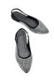 Black Suede White Stone Women's Ballerinas Pointed Toe Open Back Shoes Stylish Sandals - 2