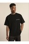 Men's Short Sleeve Summer T-Shirt Crew Neck Printed Oversize T-Shirt - Black