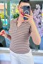 Polo Collar Ribbed Camisole Tshirt with Zipper on the Collar 6Y160 - 3