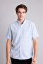 100% Cotton Regular Fit Polo Collar Short Sleeve Light Blue Shirt H5860Ax26Sm - 3