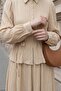 Beige Suit with Lace-Up Shirt and Skirt - 2