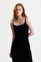 Black Strap Slit Long Dress - 5