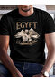 تيشيرت رجالي مطبوع عليه تمثال أبو الهول المصري والهرميات.