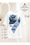 Plus Size Rose Printed Text Detailed Short Sleeve Women's Blouse - 2