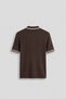 Men's Regular Fit Cotton Contrast Detailed Polo Collar T-Shirt Brown - 2