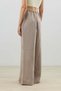 Beige Modal Blend Striped Women's Trousers - 5