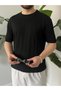 Men's Slim Fit Knitted Patterned Crew Neck Short Sleeve Lycra Knitwear T-Shirt - 4
