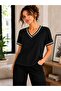New Season Modal Cotton V-Neck Modern Striped Basic Stylish Women's T-Shirt - 5