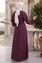 Belted Elastic Waist Modal Dress Burgundy Hm2916 - 6