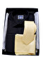 Black Double Cuff Slim Fit Shirt with Beige Tie, Cufflinks, and Handkerchief in a 4-Piece Gift Box Set - 5