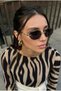 Jeweled Geometric Gold Rimmed Ultra Light Black Women's Sunglasses - 4