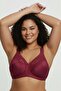 Dark Pink Plus Size Premium Quality Women's Lace Gathering Bra C Cup - Comfortable Minimizer Wire Free Spongeless Underwear