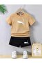 Summer Children's T-Shirt Shorts Unisex (White Cheetah Print)