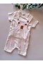 Baby Boy Lion Embroidered Plaid Salopet Jumpsuit 2-Piece Set - 100% Cotton - 7