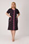 Women's Plus Size 100% Cotton Combed Fabric Zippered Summer Dress / Black-Pink 4099 - 3