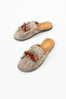Hazel Women's Suede Tasseled Beaded Buckle Slippers Mulo - 3