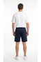 Men's Navy Blue Comfort Shorts with Ribbed Front Pockets and Zippered Back Pocket Detail - 4