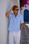 Men's Short Sleeve Muslin Shirt with Apaş Collar, Comfortable Fit, Summer, Baby Blue Ls-18015 - 2