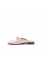 Powder Pink Genuine Leather Women's Loafer Slippers with Gold Chain Detail Casual Mule Slippers - 3