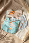 Little Gentleman Series 3-Piece Luxury Cotton Baby Bibs - Mint Green and Beige Teddy Bear Patterned Liquid