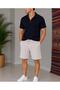 Men's Ottoman Fabric Zipper T-Shirt Shorts Summer Bottom Top Set - 2