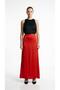 Women's High Waist Plain Red Long Viscose Satin Skirt - 2