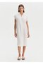 White Contrast Detailed Linen Tunic - 2