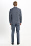 Men's Dark Gray Slim Fit Slim Fit Swallow Collar Checkered Flexible Suit with Flap Pockets - 8