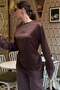 Bitter Coffee Asymmetrical Lace Long Sleeve Satin Blouse Mg2799 - 2