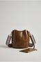 Olive Green Adjustable Strap Bucket Shape Soft Faux Leather Shoulder Crossbody Bag 2591 Cnt0007 - 3
