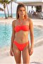 Women's Vibrant Coral Strapless Gathered Detailed Lined Bikini Set Hzl26S-Lc5004